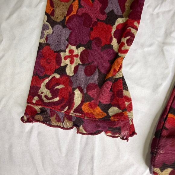Burgundy floral long sleeve top SIZE S - Picture 6 of 8